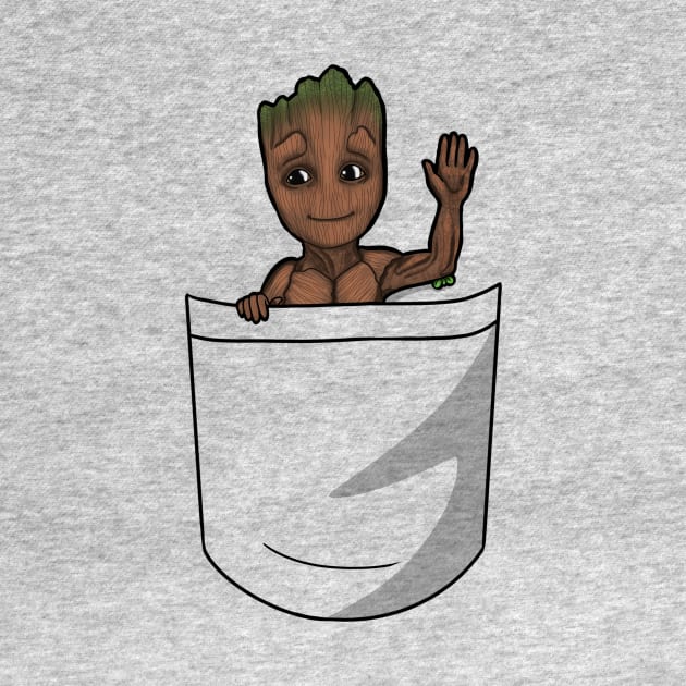 Shirt Pocket Groot by leiacat